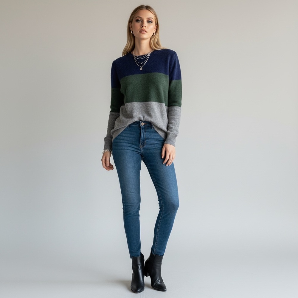 Equipment femme Colorblock 100% Cashmere Pullover Crewneck Tunic Sweater